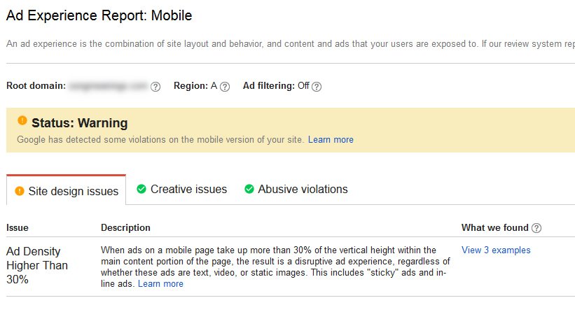 Google ad violation