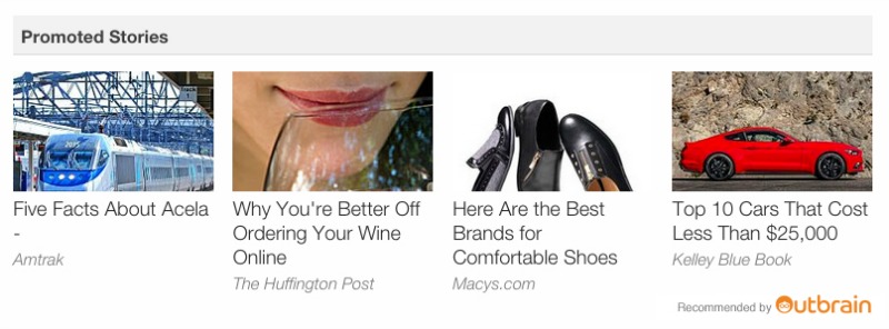 Outbrain promoted stories widget - native ad example