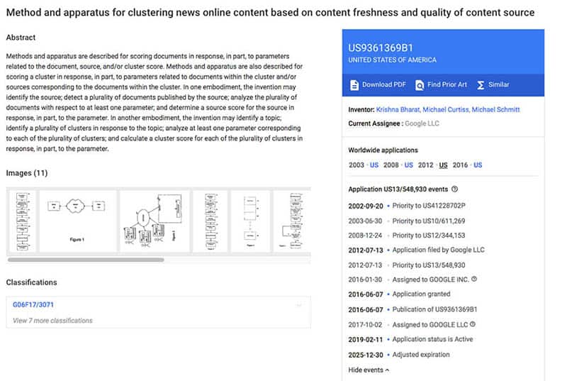 semantic web and google search patents