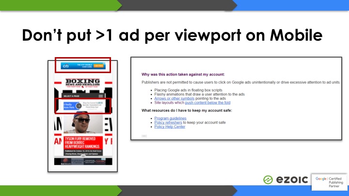 google policy violation mobile viewport