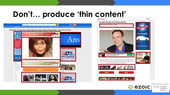 thin content examples adsense