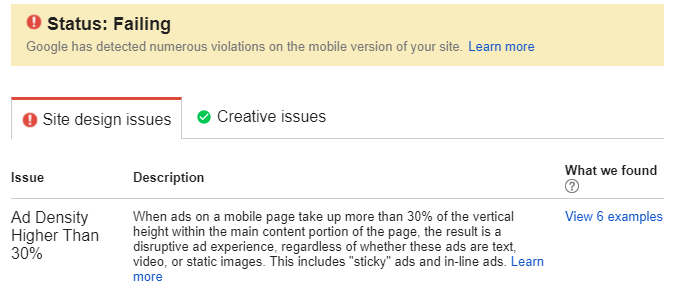 google ad experiences