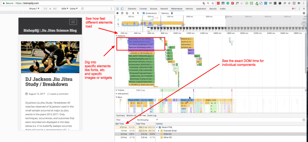 google developer tools page speed
