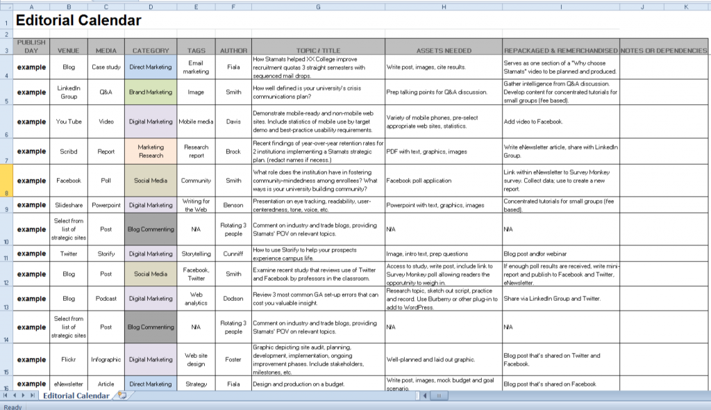 online publisher editorial calendar
