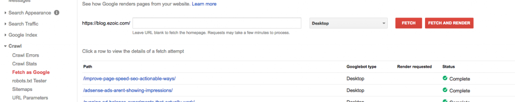 Fetch as google crawl