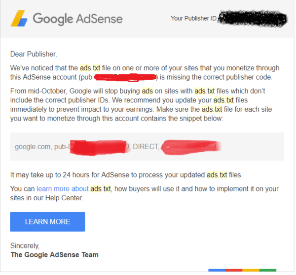 adsense ads.txt issue