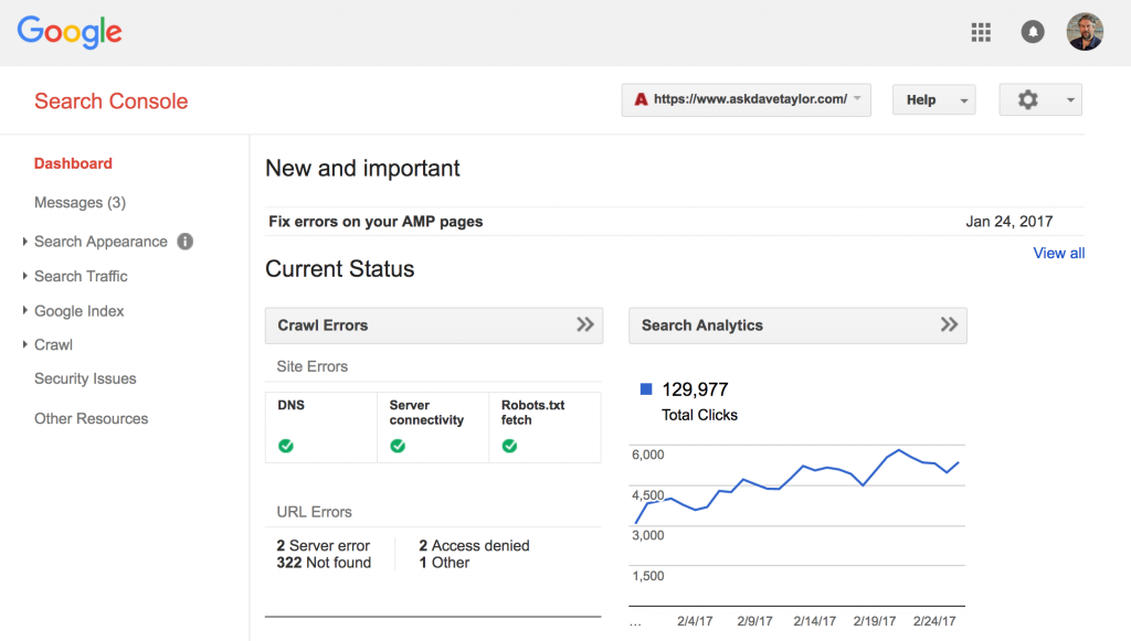 search results with search console