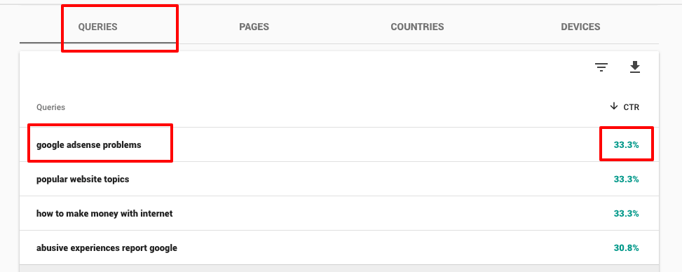 gogole search console ctr data
