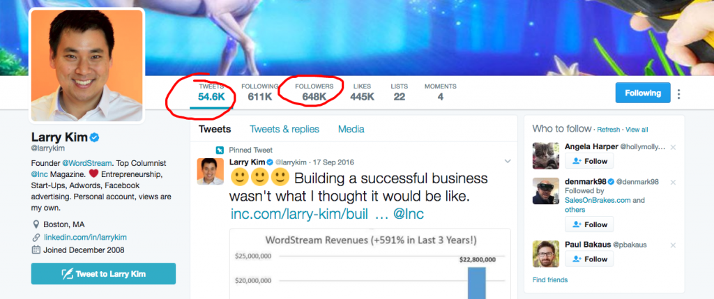 larry kim twitter account