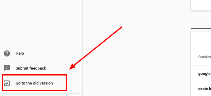 old version of search console