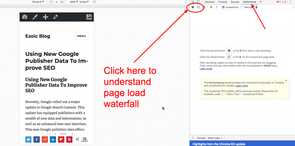 page load time