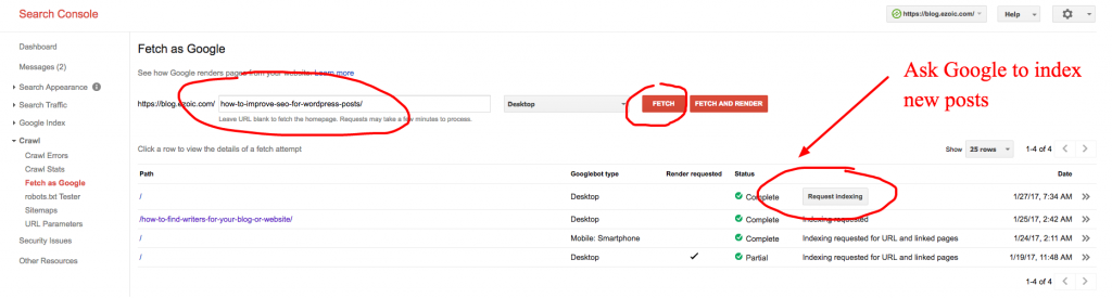 get google to crawl your content