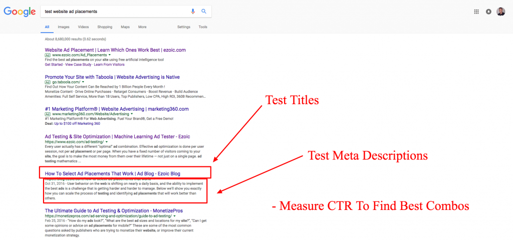 google serp ctr metrics