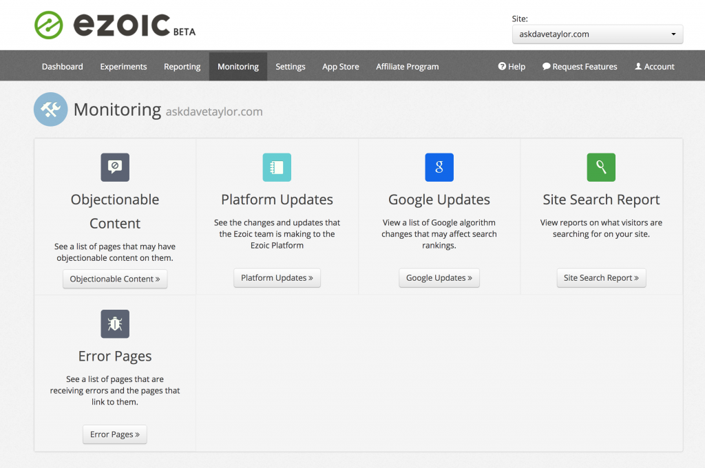 ezoic advanced reporting and monitoring