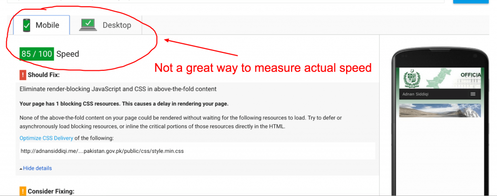 website speed