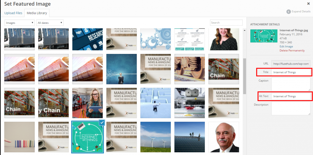 WordPress Image info